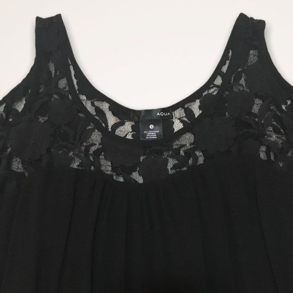 AQUA Black Lace Trim Cold Shoulder Top - Picture 4 of 7